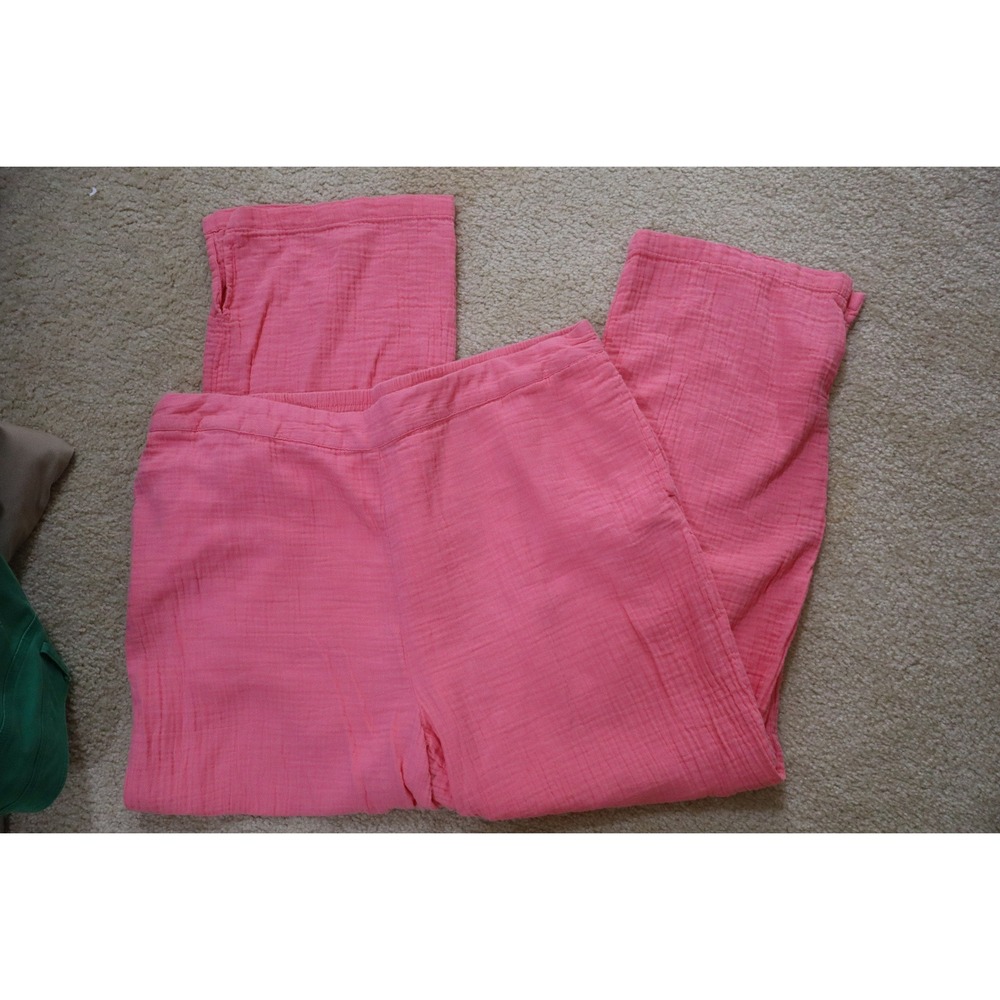 Coastal Beachy Appleseed's Gauze Pants XL Pink Elastic Waist Pockets